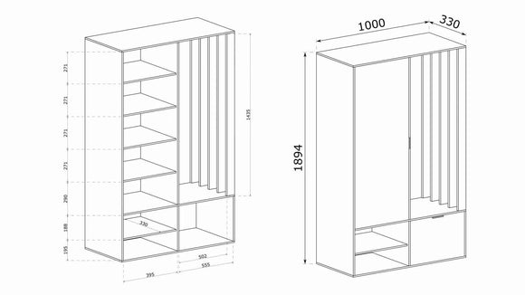 Meuble d’entrée EMILIO coloris chêne artisan 100x33 H.189,4 cm