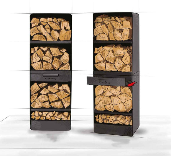 Grand porte bûches VENTO en acier noir H.120cm