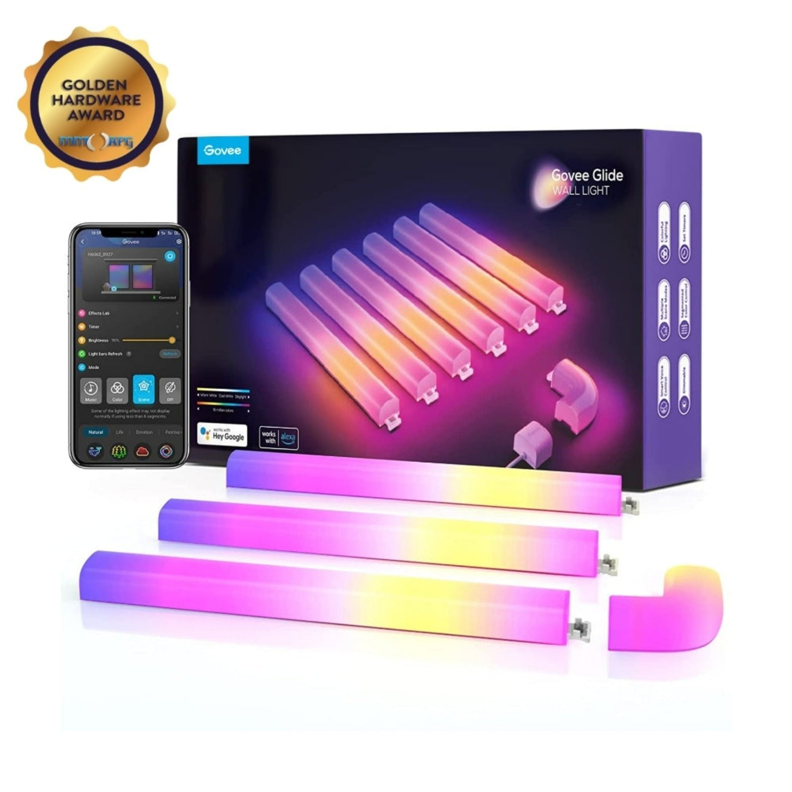 Applique murale intelligente govee h6062 transparente blanche wi-fi/bluetooth - 0