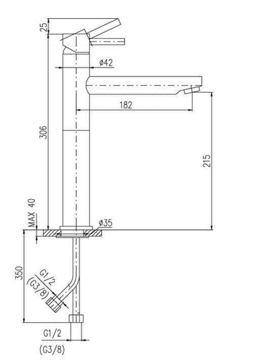 Mitigeur lavabo haut SEINA laiton chromé 30,6 cm