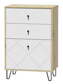 Commode BILBAO coloris chêne et blanc mat 63,4 x40 x 96 cm