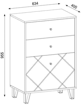 Commode BILBAO coloris chêne et blanc mat 63,4 x40 x 96 cm