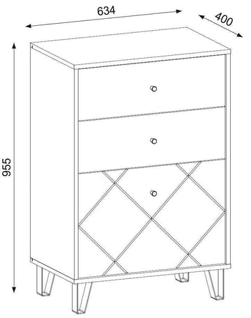 Commode BILBAO coloris chêne et blanc mat 63,4 x40 x 96 cm