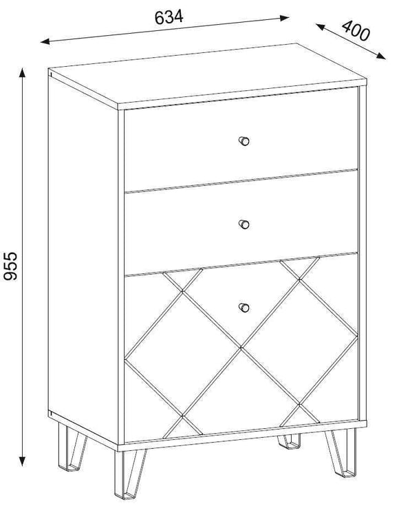 Commode BILBAO coloris chêne et blanc mat 63,4 x40 x 96 cm