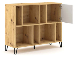 Bibliothèque BILBAO coloris chêne et blanc mat 123,4 x40 x 95,2 cm