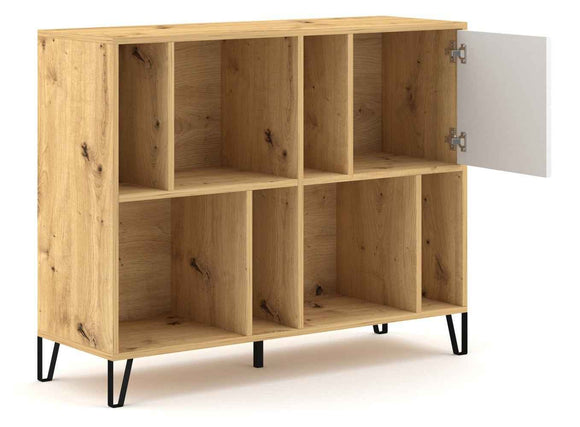 Bibliothèque BILBAO coloris chêne et blanc mat 123,4 x40 x 95,2 cm