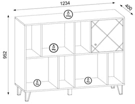 Bibliothèque BILBAO coloris chêne et blanc mat 123,4 x40 x 95,2 cm