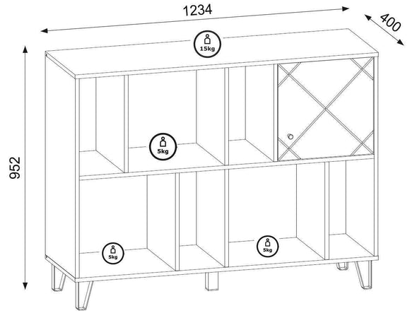 Bibliothèque BILBAO coloris chêne et blanc mat 123,4 x40 x 95,2 cm