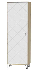 Armoire à 1 porte BILBAO coloris chêne et blanc mat 63,4 x40 x 195 cm