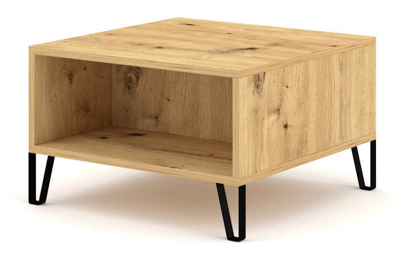 Table basse carrée BILBAO coloris chêne artisan 60x60 x37 cm