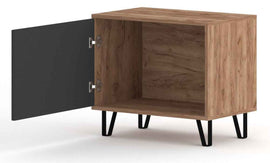 Commode à chaussures BILBAO coloris chêne tabac et gris mat 63,4x40 x56 cm