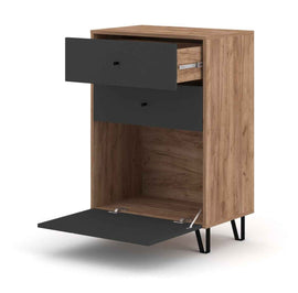 Commode BILBAO coloris chêne et gris mat 63,4 x40 x 96 cm