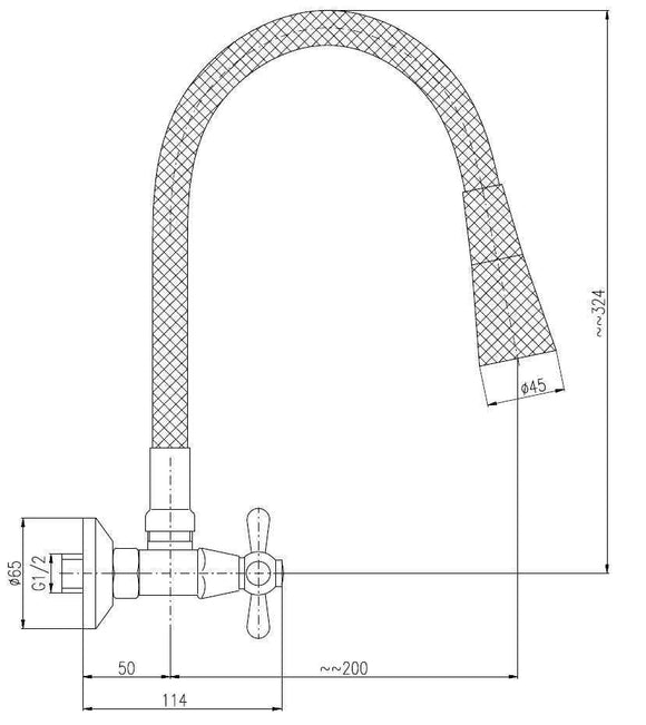 Mélangeur évier mural flexible à mémoire de forme blanc MORAVA RETRO en laiton chromé