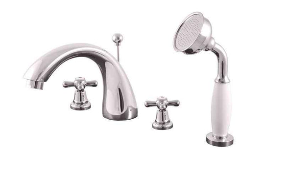 Mélangeur baignoire 4 trous avec inverseur MORAVA RETRO en laiton chromé