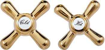 Mélangeur lavabo rétro 3 trous MORAVA avec bonde en laiton doré