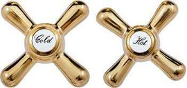 Mélangeur lavabo rétro 3 trous MORAVA avec bonde en laiton doré