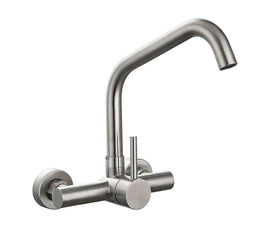 Rubinetto miscelatore a parete acciaio inox satinato opaco