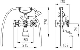 Mélangeur baignoire rétro MORAVA laiton bronze avec douchette