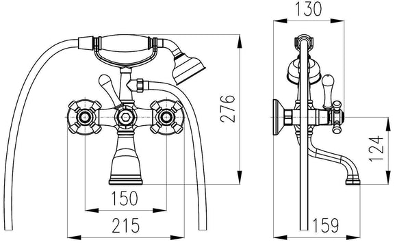 Mélangeur baignoire rétro MORAVA laiton bronze avec douchette