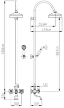 Colonne de douche rétro MORAVA en laiton bronze avec douchette H 150cm