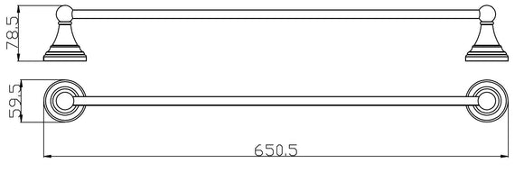 Porte-serviette rétro mural MORAVA en bronze 65,05x7,85 x5,95 cm