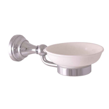 Porte-savon rétro MORAVA en laiton chromé et céramique 19x11 x6,45 cm