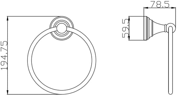 Anneau de serviette rétro MORAVA en laiton chromé 19,5 cm