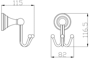 Patère triple rétro MORAVA en laiton doré 11,5x8,2x11,6 cm