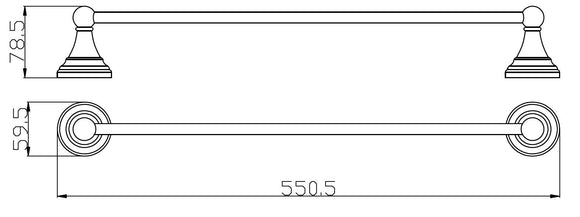 Porte-serviette rétro mural MORAVA en laiton doré 55,05x7,85 x5,95 cm