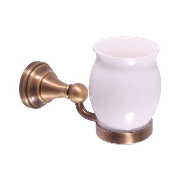 Porte-verre rétro MORAVA en laiton bronze et céramique 16,1x6,7 x10,8cm