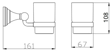 Porte-verre rétro MORAVA en laiton doré et céramique 16,1x6,7 x10,8cm - 0