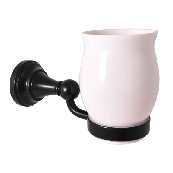 Porte-verre rétro MORAVA en laiton noir et céramique 16,1x6,7 x10,8cm