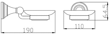 Porte-savon rétro MORAVA en laiton bronze et céramique 19x11 x6,45 cm - 0