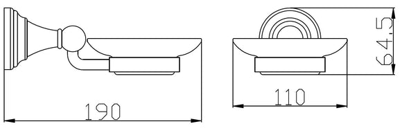 Porte-savon rétro MORAVA en laiton blanc et céramique 19x11 x6,45 cm
