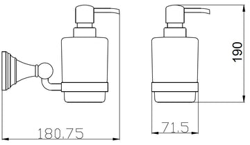 Distributeur de savon rétro MORAVA en laiton bronze et céramique 18,1x7,15 x19 cm
