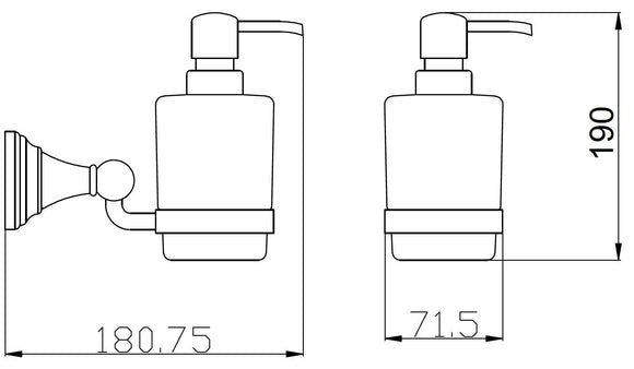 Distributeur de savon rétro MORAVA en laiton bronze et céramique 18,1x7,15 x19 cm