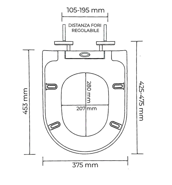 Sedile wc avvolgente soft close sganciabile