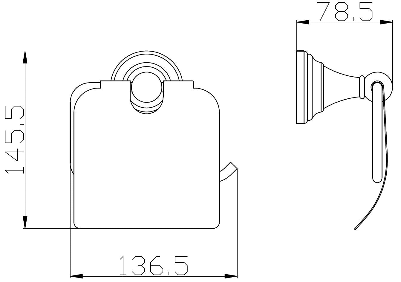Dérouleur papier toilette rétro MORAVA en laiton blanc 13,65x 7,85 x14,55 cm