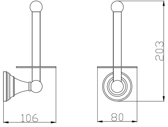 Dérouleur papier toilette vertical rétro MORAVA en laiton doré 10,6x8 x20,3 cm