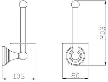 Dérouleur papier toilette vertical rétro MORAVA en laiton noir 10,6x8 x20,3 cm
