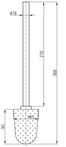 Brosse de toilette rétro MORAVA en laiton doré 6,5x 36,8 cm