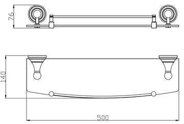 Etagère murale de douche avec rail rétro MORAVA en laiton bronze 50x14x7,6 cm - 0