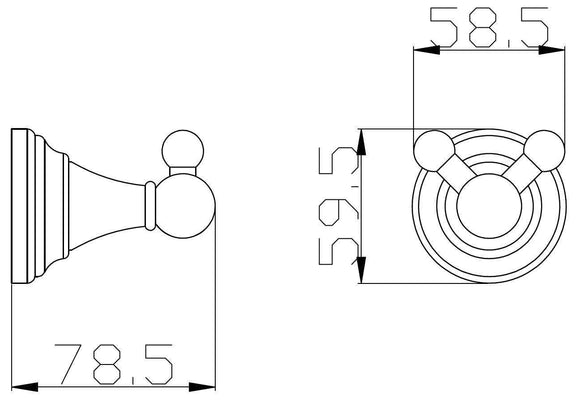 Patère double rétro MORAVA en laiton chromé 7,85x5,85x5,95 cm