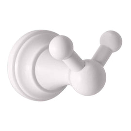 Patère double rétro MORAVA en laiton blanc 7,85x5,85x5,95 cm