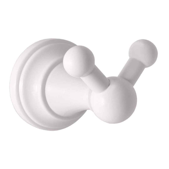 Patère double rétro MORAVA en laiton blanc 7,85x5,85x5,95 cm