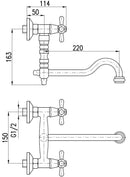 Mélangeur évier MORAVA RETRO bras pivotant en laiton chromé