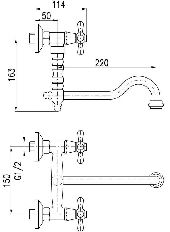 Mélangeur évier MORAVA RETRO bras pivotant en laiton chromé