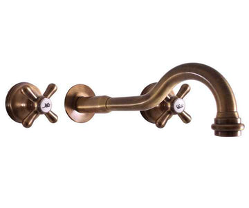 Mélangeur lavabo mural rétro 3 trous MORAVA en laiton bronze