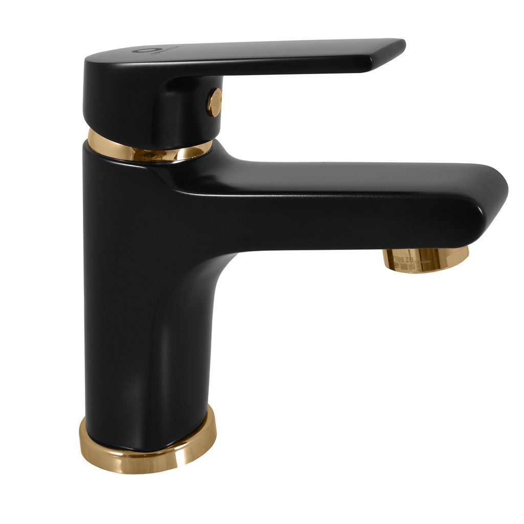Mitigeur lavabo COLORADO en laiton noir doré sans siphon - 0
