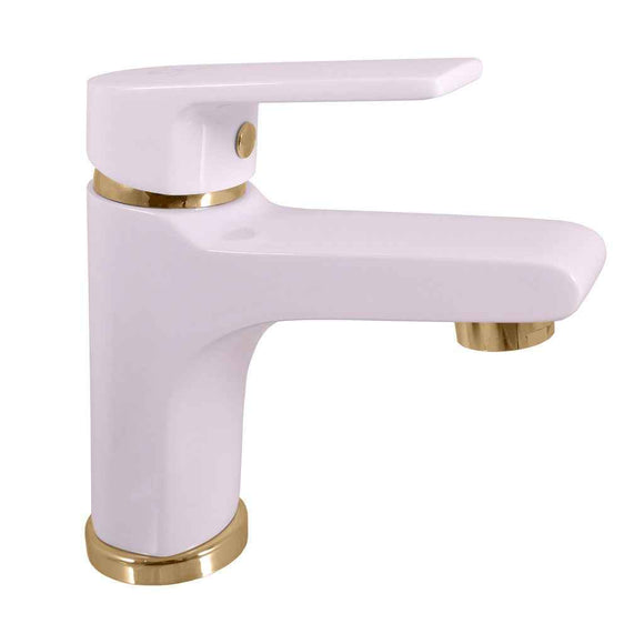 Mitigeur lavabo COLORADO en laiton blanc doré sans siphon